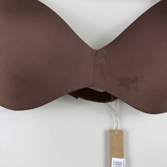 SKIMS 36D Cocoa Wireless Form Push Up Plunge Bra Seamless Nude Brown Flawed - Picture 2 of 5